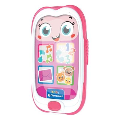 Clementoni- Baby Smartphone Rosa Juguete para Niños 6 Meses, Juego Móvil, Musical, Regalo Electrónico Interactivo Parlante, Luces y Sonidos, Teléfono Falso Primera Infancia, 17935, Multicolor