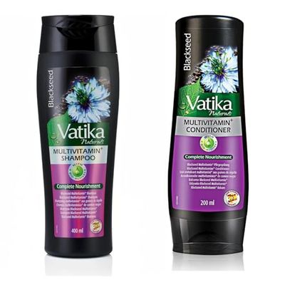 Vatika Naturals Multivitamin Blackseed Shampoo (400ml) + Conditioner (200ml) Set For Shine, Complete Nourishment & Strength | Enriched With Black seed, Blackberry, Henna with Essential Multivitamins