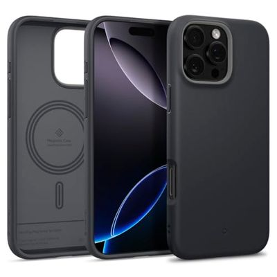 Caseology Nano Pop Mag voor iPhone 16 Pro Hoesje [Magnetisch] Militaire Valbescherming met Grip Patronen Aan de Zijkant iPhone 16 Pro - Black Sesame