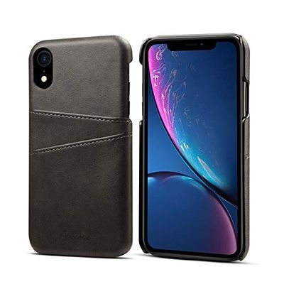 Xyamzhnn Caja del Teléfono De La Caja Suteni Becerro Textura Protectora For El iPhone XR, con Ranuras For Tarjetas St (Color : Coffee)