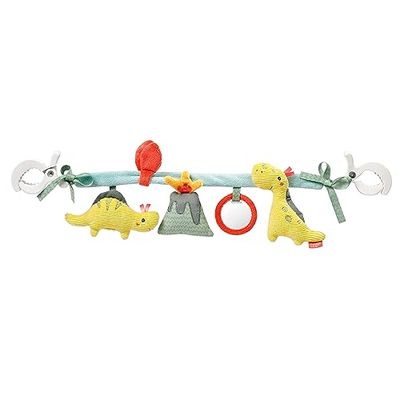 Fehn Chaîne de poussette Baby Mobile Happy Dino - Chaîne D’activités avec Jolies Figurines - à Accrocher de Manière Flexible à la Poussette - pour bébés et jeunes enfants dès 0+ mois