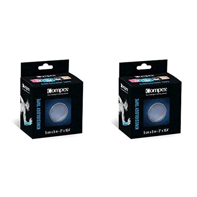 Compex Rouleau de Tape kinésiologique Bande adhésive élastique Adulte Unisexe, Noir, Taille Unique & Rouleau de Tape kinésiologique Bande adhésive élastique Adulte Unisexe, Bleu, Unique