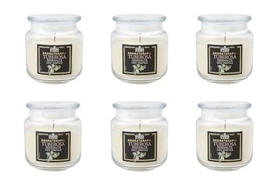 6 geurkaarsen in middelgroot glas, 100% plantaardige was, veganistisch, brandduur tot 80 uur, aromatherapie, tuberose, sensualiteit, gemaakt in Italië Cereria Di Giorgio