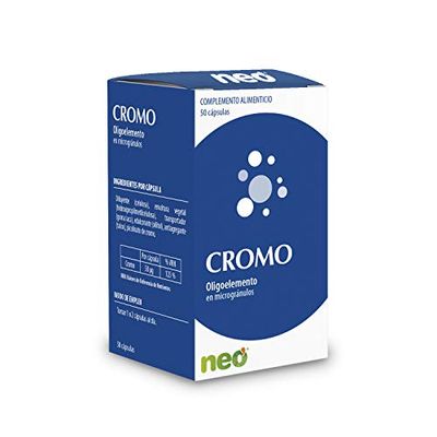 NEO | Cromo Oligoelementos - 50 cápsulas | Ayuda a Estimular la Síntesis de los Ácidos Grasos y del Colesterol | De Liberación Independiente | Sin Gluten | Tomar 1 o 2 Cápsulas al Día