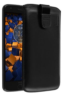 Mumbi echt lederen hoesje compatibel met Motorola Moto Z2 Force Case Leather Case Wallet, zwart