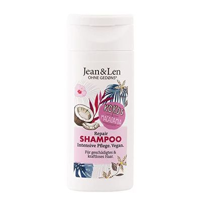 Jean & Len Philosophy Shampoo Repair kokosolja, macadamia, för skadat och svagt hår, reparerar sprött hår, 50 ml, 1 st