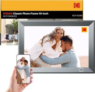 KODAK Cornice digitale, Bordo in Metallo Wi-Fi, Cornice Digitale con 32 GB di Memoria, Touch Screen HD IPS, Condividere Foto Tramite app (10,1 pollici)