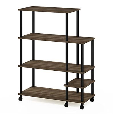 Furinno Kitchen Shelf Cart, Wood, Columbia Walnut/Black