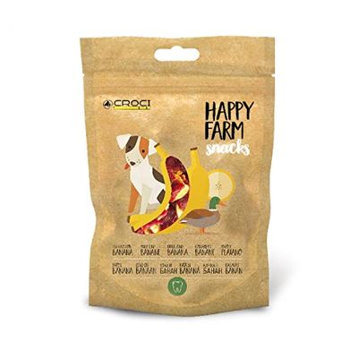 Croci Happy Farm kauwsnack voor honden, natuurlijke hondensnack, met groenten, eend en banaan, 80 g