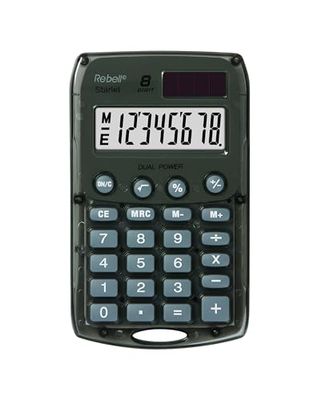 Rebel 77234N Calculatrice de poche 8 chiffres solaire/pile Noir