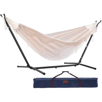 Katoenen hangmat met standaard - 250 cm - Natural