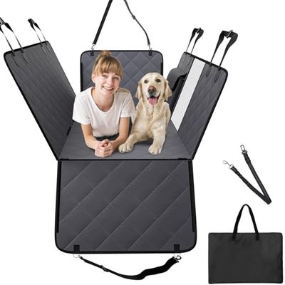 VEVOR Estensione per Sedile Posteriore per Cani, Coprisedile per Cani con Fondo Rigido Impermeabile Sedile Posteriore 1360 x 615 mm, 181,4 kg, con Finestra a Rete e Tasca Portaoggetti per Auto, SUV