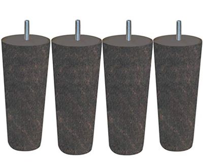 MARGOT 3700527849256 Cottage Conique Lot de 4 Pieds de sommier Bois Chêne grisé Hauteur 15 cm