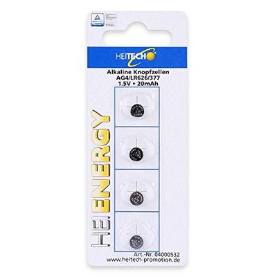HEITECH - Pilas de botón alcalinas AG4, 1,5 V, LR66, L626, LR626, SR66, SR626, SR626, SR626SW, 177/377, a Prueba de Fugas y de Larga duración