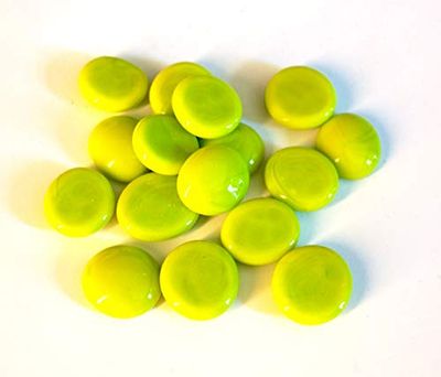 mesbilles - 500 GR Citron-Vert Perle 120 Billes Plates - Galet en Verre 20 mm Cailloux en Verre décoratifs
