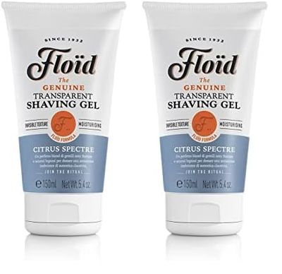 Floid Citrus Spectre Gel afeitar transparente (150 ml), crema afeitar con glicerina para proteger e hidratar la piel, jabón afeitar suave de aroma relajante (Paquete de 2)