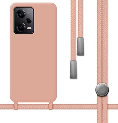 Tumundosmartphone Flytande silikonfodral med snodd för Xiaomi Poco X5 Pro 5G Färg Rosa