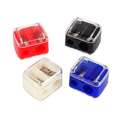 Cetornie 4 Pieces Cosmetic Pencil Sharpener Pencil Sharpener for Eyebrow Eyeliner Dual 2 Holes Sharpener for Makeup, Blue,White,Red,Black