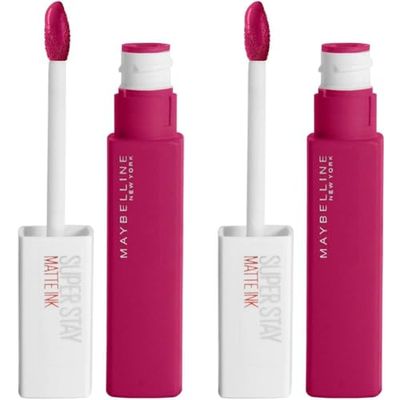 Maybelline New York Rossetto Matte SuperStay Matte Ink, Tinta Labbra a Lunga Tenuta, Colore Intenso e Vibrante, No Transfer, Artist (120), 5 ml (Confezione da 2)