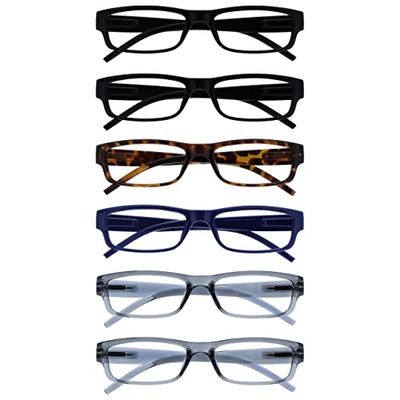 OPULIZE Asso Occhiali da Lettura, Nero, Marrone, Blu Scuro, Grigio, +2.00 Unisex-Adulto