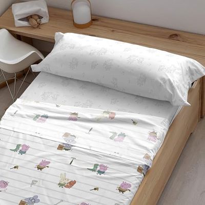 JUEGO DE SÁBANAS 100% ALGODÓN PEPPA PIG PEPPA HISTORIANS 90 (160X270 CM)