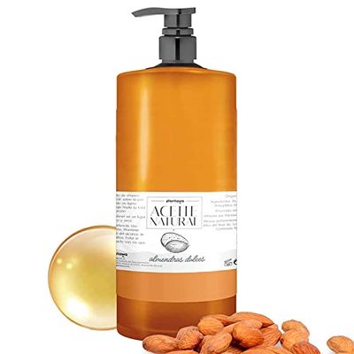 PLANTAWA Huile d'Amande Douce 1000 ML 100% Naturelle, Bio, pour Cheveux, Bebe, Grossesse, Vergeture, Visage, Corps,Massage, 100% Pure