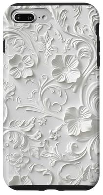 White Minimalistic Flat Floral Pattern Case for iPhone 7 Plus/8 Plus