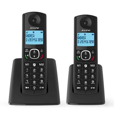 Alcatel F530 Duo, téléphone sans fil avec 2 combinés, blocage d'appels, mains libres et deux mémoires directes Noir