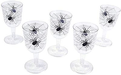 Bristol Novelty HI283 Spider Web Goblet, Clear/Black, One Size