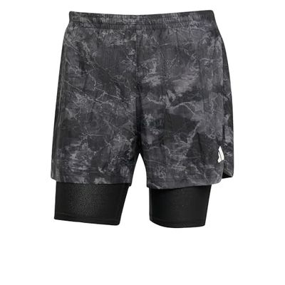 adidas Uomo Own The Run Spray Dye 2in1 Short, Grey Four/Black, M