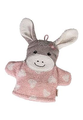 Emmi Girl Gant de toilette Motif âne Rose