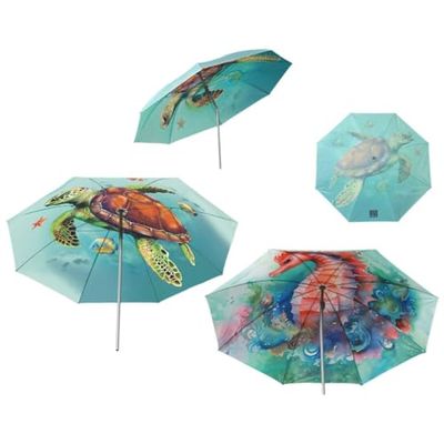 Atosa Parasol de plage motif animaux marins orientable métallique en fer Ø180 cm Nylon Protection UPF 50+ Assortiment en 2 possibilités avec housse, multicolore