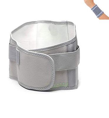 Amsahr de punto de la cintura elástico del protector del apoyo lumbar médico corsé reducir el dolor de la cintura - Pequeño - 75-85 cm- incluida la banda de muñeca