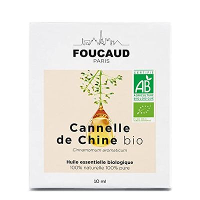 FOUCAUD | Cinnamon essential oil from China | Cinnamomum aromaticum | ORGANIC | 100% natural and pure | Roll on included | Chemotyped | certified Organic Agriculture | 10 ml | French brand since