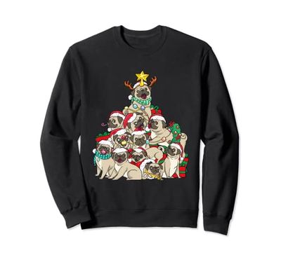 Pug Christmas Dog Tree Dog Babbo Natale Felpa