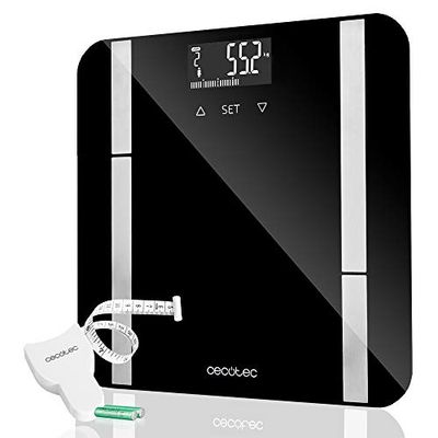 Cecotec Pèse-personne Surface Precision 9750 Smart Healthy, Fonction de bio-impédance, connectivité via Bluetooth et surface en verre trempé (Serie 9400, Noir)
