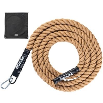 VEVOR Corde d'escalade de Gym 38,1 mm x 4,58 m, Corde à Grimper avec Capacité de 227 kg, Corde de Jute pour Fitness et Musculation Robuste, Cordage d’Entraînement en Salle de Sport et à Domicile