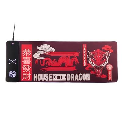 numskull House of the Dragon XL RGB Gaming-muismat met 15 W draadloze oplader, aanpasbare led, antislip, waterafstotend
