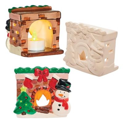 Baker Ross FX793 Porte-bougies à réchaud de Noël en céramique - boîte de 3, Décoration de Noël pour les enfants