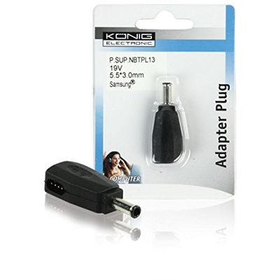 König P.SUP.NBTPL13 Negro adaptador de enchufe eléctrico - Adaptador para enchufe (Negro, Samsung, 5,5 mm)