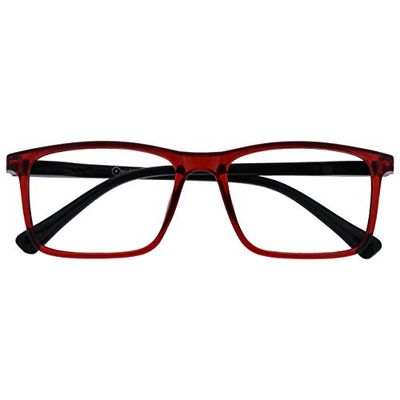 OPULIZE Ink Reading Glasses, Frontale Rosso Scuro Trasparente con Bracci Neri, +1,00 Diottrie Unisex