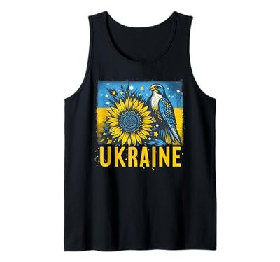 Ucraina Bandiera Girasole Falco Simbolico Corrispondenza Paese Canotta