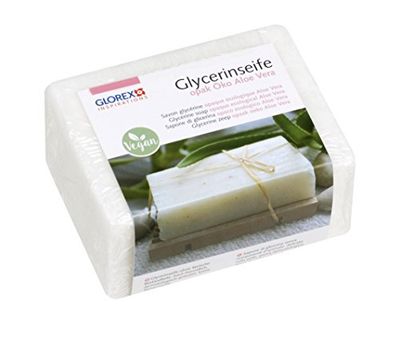GLOREX 6 1600 171 – glycerintvål eko med aloe vera, ogenomskinlig tvål på hudneutral bas, dermatologiskt testad, 100% vegansk, 500 g block som grund för tvålhällning