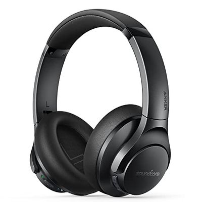 Soundcore by Anker Life Q20+-koptelefoon met actieve ruisonderdrukking, 40u speeltijd, Hi-Res Audio, Soundcore-app, koppel met 2 apparaten, memoryfoam oorstukken, Bluetooth-koptelefoon, reizen/kantoor
