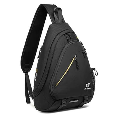 SKYSPER Sling laptopväska (upp till 13 tum) – 18 L crossbody ryggsäck resa axelväska vandring dagväska för män kvinnor (svart)