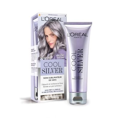 L’ORÉAL PARIS - Soin Sublimateur de Gris - Déjaunit & Renforce la Fibre Capillaire - Cheveux Blancs à Gris Clair - Neutralise les Reflets Indésirables - Cool Silver - Couleur : Argent Satiné