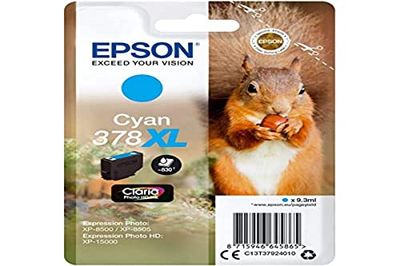 Epson 378XL 9.3ml 830páginas Cian cartucho de tinta - Cartucho de tinta para impresoras (Epson, Cian, Expression Photo XP-8500, XP-8505 Expression Photo HD XP-15000, 9,3 ml, 830 páginas)