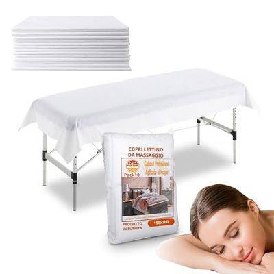 PimPam Factory - (Pack 10) Copri Lettino da Massaggio TNT non Regolabile - 150x200cm - Prodotto nell'UE - Lenzuola Monouso non Regolabile - Coprilettino da Massaggio - Copri Lettino Estetista