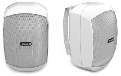 Audibax Ovo 5 Bianco - Diffusori Passivi da Scaffale HiFi Speaker - IP65 - Coppia di Diffusori da 30W Continuo in-Linea di Alimentazione 100V - Montaggio Parete Incluso - Altoparlanti con Woofer da 5"