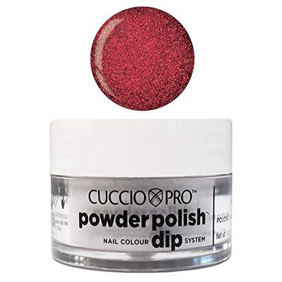 Cuccio Dark Red Glitter Dipping Powder 14g